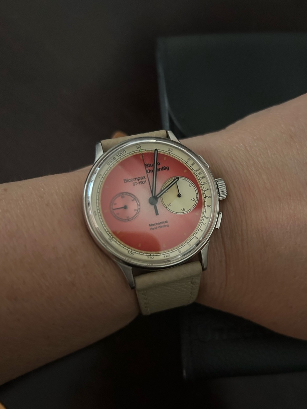 Studio Underd0g “Strawberries n Cream” Wimbledon 39mm watch, unisex.  B&P